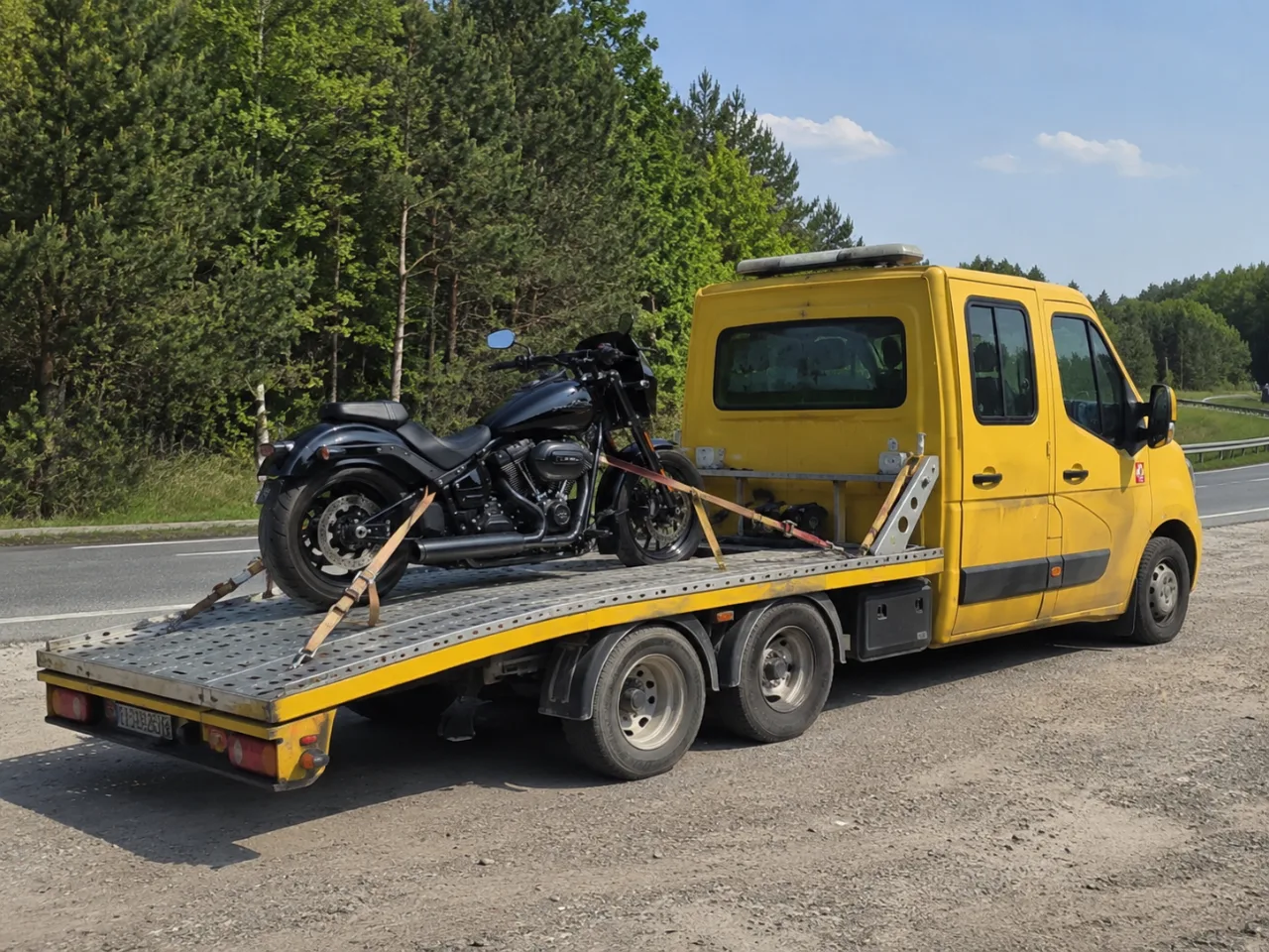 Transport motocykla na lawecie latem – GREG-HOL Leszno